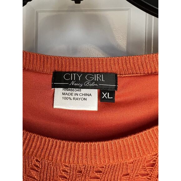 City Girl Nancy Bolen Womens L/XL Orange with Sequins Sweater Tunic - Picture 5 of 12